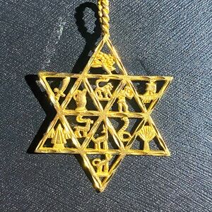 Star of David & 18” Rollo necklace in 14k.